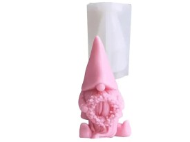 Molde silicona duende con corona navidad  